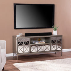 TV Stand with Mirrored Finish in Silver