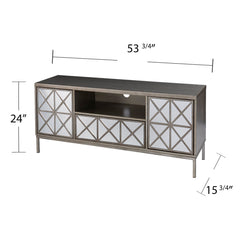 TV Stand with Mirrored Finish in Silver
