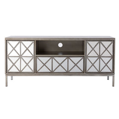 TV Stand with Mirrored Finish in Silver
