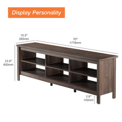 TV Stand with Open Shelves and Hidden Storage for TVs Up to 75 in