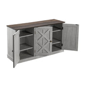 TV Stand with Paneled Cabinet Doors in Manufactured Wood