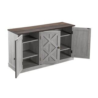 TV Stand with Paneled Cabinet Doors in Manufactured Wood