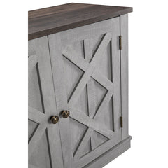 TV Stand with Paneled Cabinet Doors in Manufactured Wood