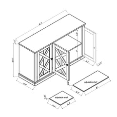 TV Stand with Paneled Cabinet Doors in Manufactured Wood