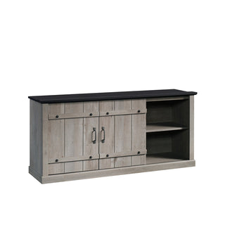 TV Stand with Sliding Barn Doors in Mystic Oak