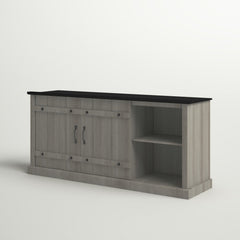 TV Stand with Sliding Barn Doors in Mystic Oak