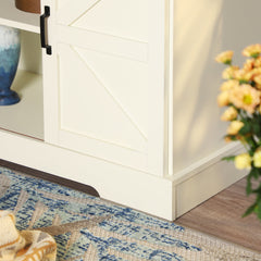 TV Stand with Sliding Barn Doors, Sound Bar Shelf, Manufactured Wood