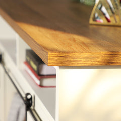 TV Stand with Sliding Barn Doors, Sound Bar Shelf, Manufactured Wood