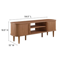 TV Stand with Sliding Doors and Tapered Legs in Walnut