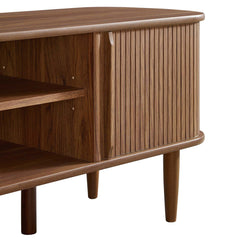 TV Stand with Sliding Doors and Tapered Legs in Walnut