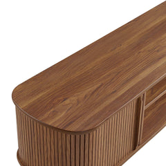 TV Stand with Sliding Doors and Tapered Legs in Walnut
