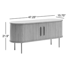 TV Stand with Sliding Doors, Solid and Engineered Wood in Black Oak