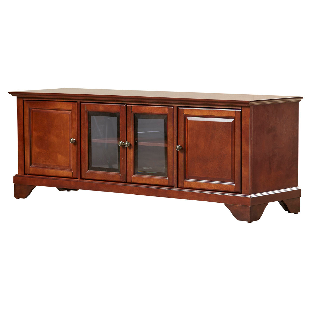 TV Stand with Three Cabinets in Vintage Mahogany