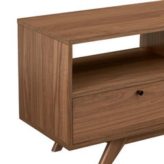 TV Stand with Three Open Cubbies and Faux Drawer Fronts in Mocha