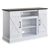 TV Stand with Two Cabinets in White Manufactured Wood