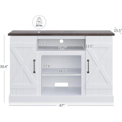 TV Stand with Two Cabinets in White Manufactured Wood