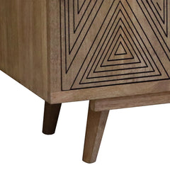 TV Stand with Two Doors and Two Open Shelves in Brown Solid Wood