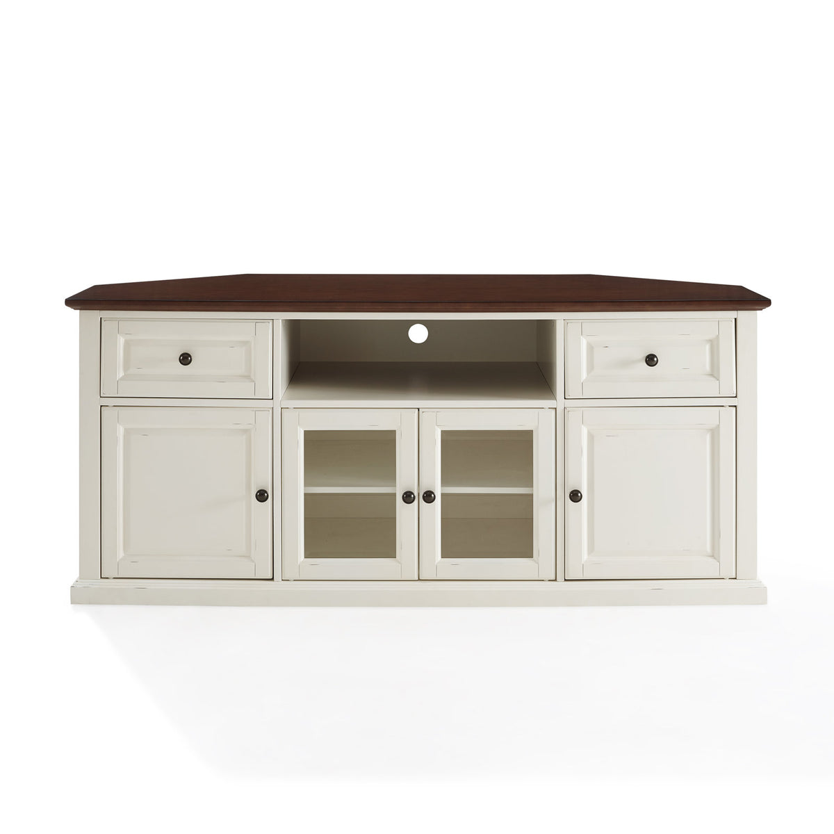 TV Stand with Two Drawers and Three Cabinets, Fits TVs Up to 65 Inches