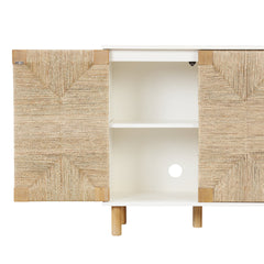 TV Stand with Two Seagrass Cabinet Doors in Rubberwood
