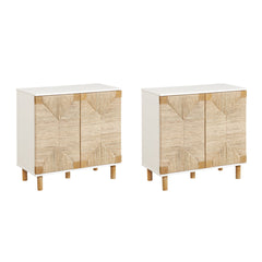 TV Stand with Two Seagrass Cabinet Doors in Rubberwood