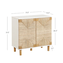 TV Stand with Two Seagrass Cabinet Doors in Rubberwood