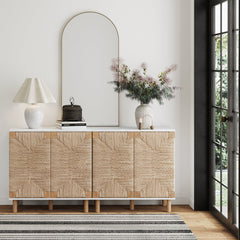 TV Stand with Two Seagrass Cabinet Doors in Rubberwood