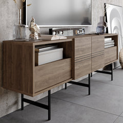 TV Unit, 70 in Wide, Melamine-Coated Particle Board