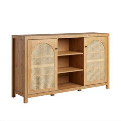 Two-Door Sideboard with Rattan Door Panels in English Oak