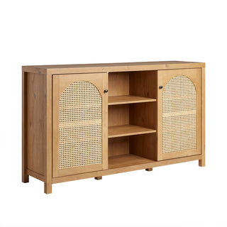Two-Door Sideboard with Rattan Door Panels in English Oak