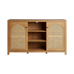 Two-Door Sideboard with Rattan Door Panels in English Oak