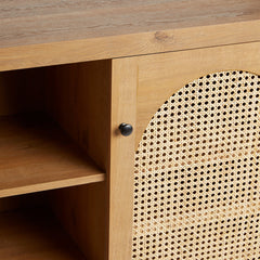 Two-Door Sideboard with Rattan Door Panels in English Oak