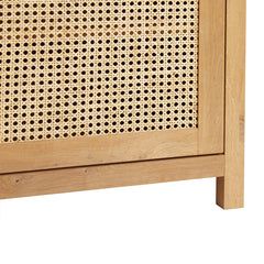 Two-Door Sideboard with Rattan Door Panels in English Oak