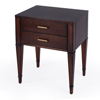 Two-Drawer Chest, Poplar and Cherry Veneer, Dark Cherry, Gold Pulls