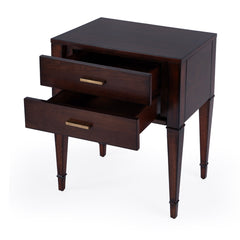 Two-Drawer Chest, Poplar and Cherry Veneer, Dark Cherry, Gold Pulls
