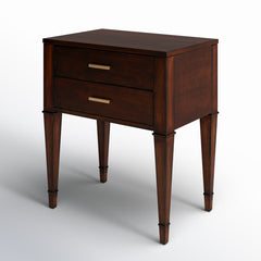 Two-Drawer Chest, Poplar and Cherry Veneer, Dark Cherry, Gold Pulls