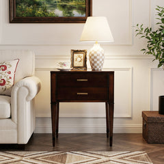 Two-Drawer Chest, Poplar and Cherry Veneer, Dark Cherry, Gold Pulls