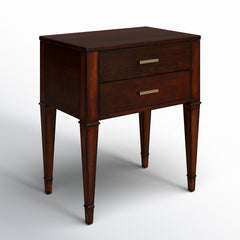 Two-Drawer Chest, Poplar and Cherry Veneer, Dark Cherry, Gold Pulls