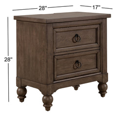 Two-Drawer Chest, Poplar and Oak Wood, Charging Station, Antique Brass Pulls