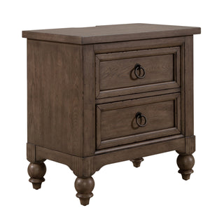 Two-Drawer Chest, Poplar and Oak Wood, Charging Station, Antique Brass Pulls