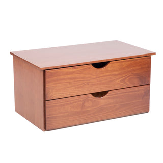 Two-Drawer Chest, Solid Pine Wood in Mocha