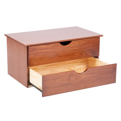 Two-Drawer Chest, Solid Pine Wood in Mocha