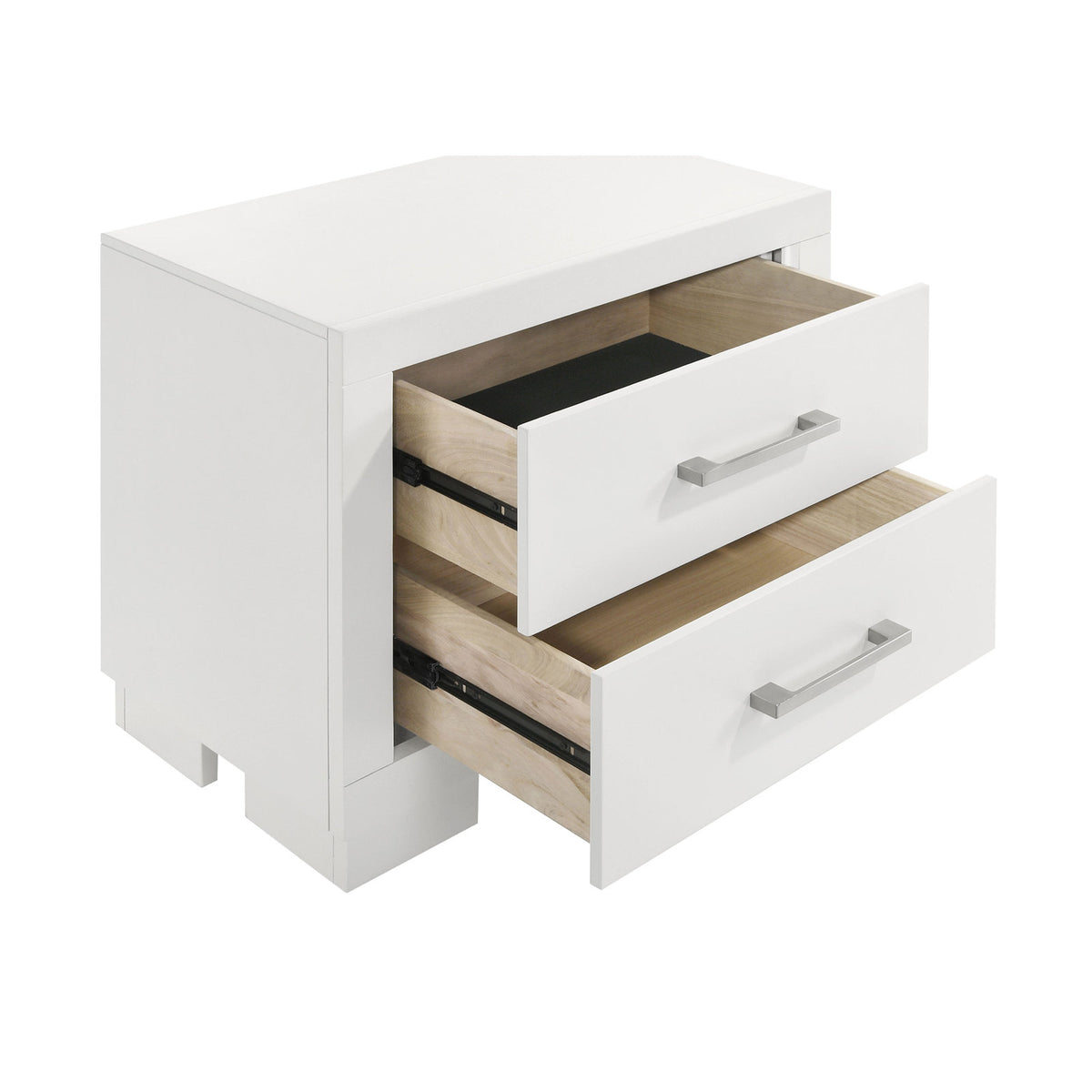 Two-Drawer Nightstand, Rubberwood and Engineered Wood, Fully Assembled