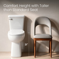 Two-Piece Elongated Toilet, Classe, Extra Tall with 1.28 GPF in Glossy White