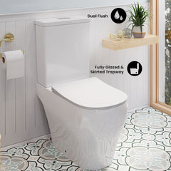 Two-Piece Elongated Toilet, Lune, Dual Flush in White