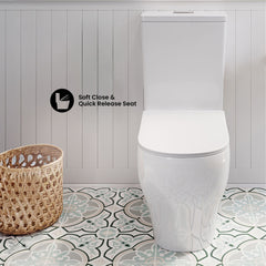 Two-Piece Elongated Toilet, Lune, Dual Flush in White