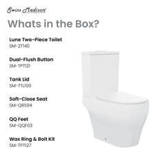 Two-Piece Elongated Toilet, Lune, Dual Flush in White