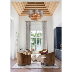 Two-Tier Chandelier with 12 Lights and Glass Tubes in Aged Brass