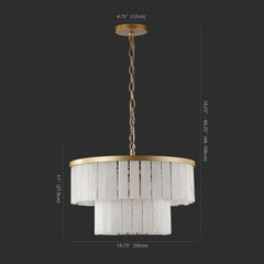 Two-Tier Chandelier with 4 LED Lights, White Shade in Gold Finish
