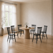Scale | the set against a full window in the flax dining room, true size