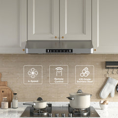 Under Cabinet Range Hood, 30 Inch, Dual Motors, 900 CFM, Stainless Steel